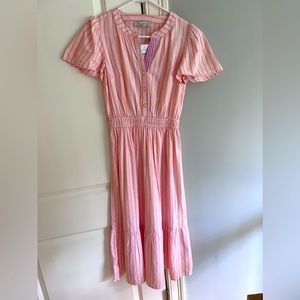 Ann Taylor Loft button up striped midi dress sun dress